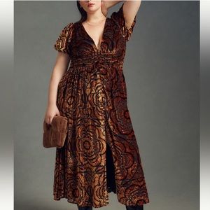 Anthropologie Burnout Velvet Dress